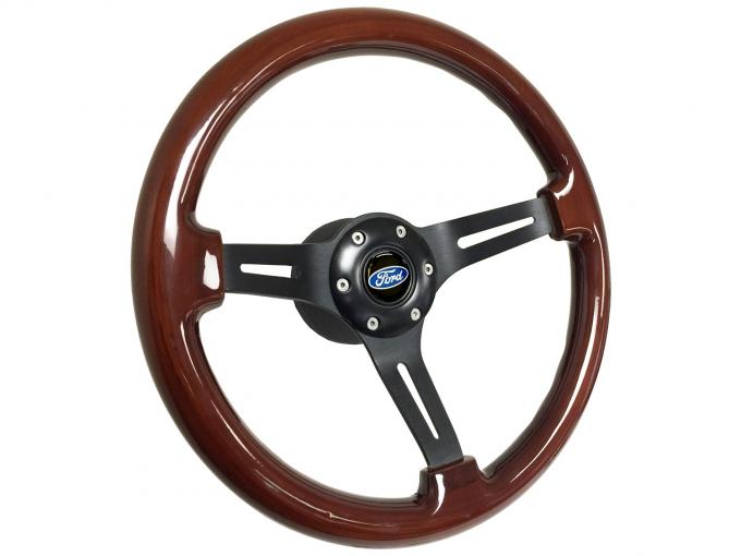 Auto Pro USA VSW Steering Wheel S6 Sport Wood Kit, Incl. 14 in. Dia. Mahogany Steering Wheel, 6-Bolt Kit 70 mm ST3027-9B-1BLK