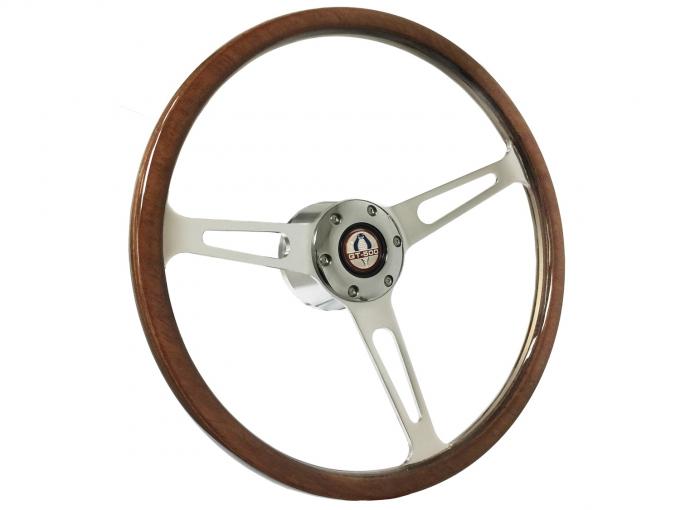 Auto Pro USA 1965-1967 Ford Mustang VSW S6 Classic Deluxe Wood Steering Wheel Kit, Incl. 15 in. Dia. Steering Wheel, 6-Bolt Kit 70 mm ST3554-9S-4CHR