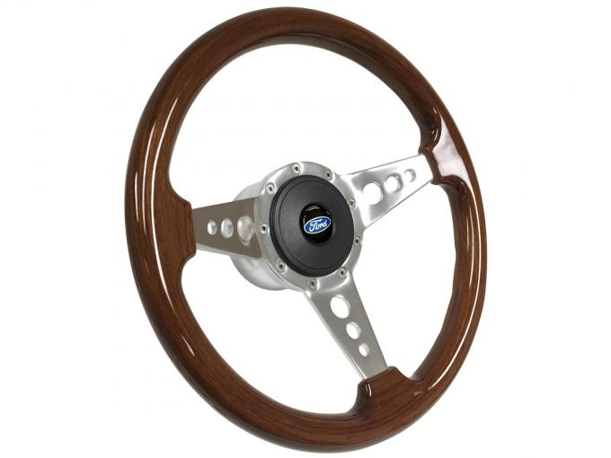 Auto Pro USA VSW S9 Mahogany Wood Sport Steering Wheel Kit, Incl. 14 in. Dia. Wheel, Standard 9-Bolt ST3076-2S-1
