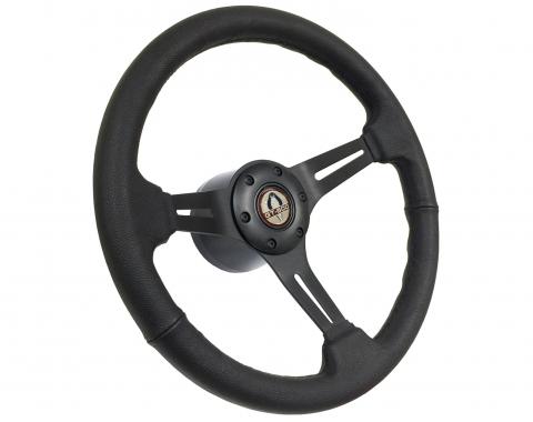 Auto Pro USA 1965-1967 Ford Mustang VSW S6 Sport Leather Steering Wheel Kit, Incl. 14 in. Dia. Steering Wheel, 6-Bolt Kit 70 mm ST3060B-9B-4BLK