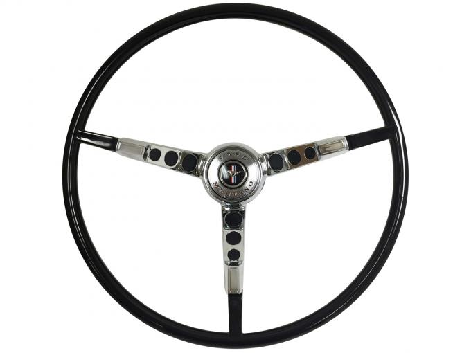 Auto Pro USA 1965-1966 Ford Mustang VSW Steering Wheel OE Series Kit, Incl. 15 in. Dia. Black Steering Wheel, Horn Contact Kit Pre-Installed - Spring ST3034BLK-34HR-KIT
