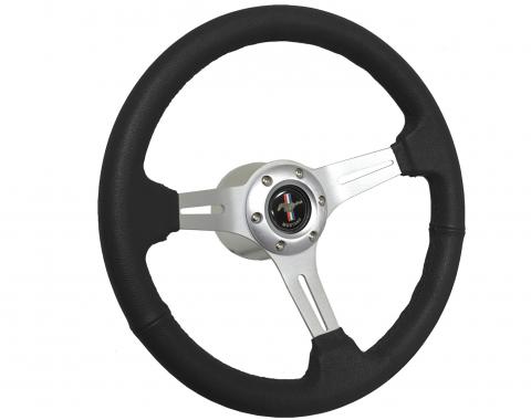 Auto Pro USA 1968-1973 Ford Mustang VSW S6 Sport Leather Steering Wheel Kit, Incl. 14 in. Dia. Steering Wheel, 6-Bolt Kit 70 mm ST3014B-10S-2BRU