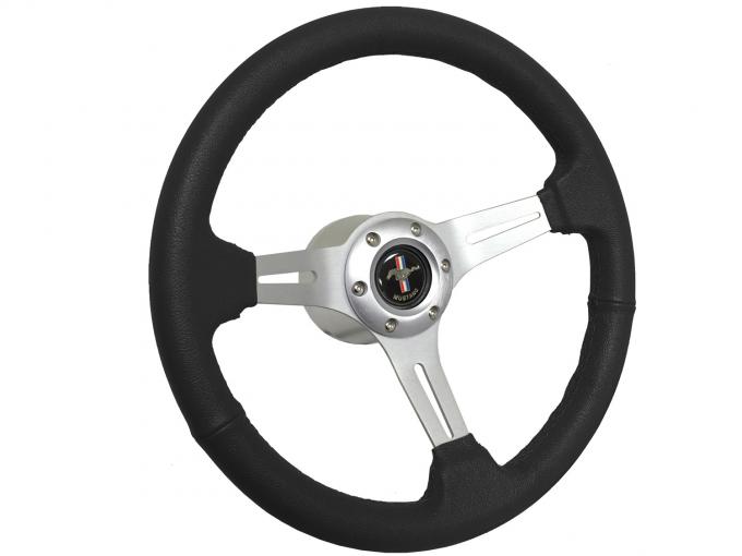 Auto Pro USA 1984-2004 Ford Mustang VSW S6 Sport Leather Steering Wheel Kit, Incl. 14 in. Dia. Steering Wheel, 6-Bolt Kit 70 mm ST3014B-25S-2BRU