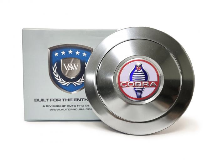 Auto Pro USA 1981-2004 Ford Mustang VSW Steering Wheel S9 Premium Horn Button, w/GT Cobra Emblem, Aluminum STE1048-21