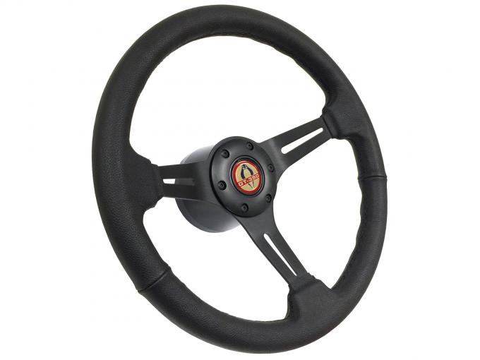 Auto Pro USA 1965-1967 Ford Mustang VSW S6 Sport Leather Steering Wheel Kit, Incl. 14 in. Dia. Steering Wheel, 6-Bolt Kit 70 mm ST3060B-9B-3BLK