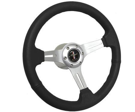 Auto Pro USA 1984-2004 Ford Mustang VSW S6 Sport Leather Steering Wheel Kit, Incl. 14 in. Dia. Steering Wheel, 6-Bolt Kit 70 mm ST3014B-25S-2BRU