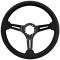 Auto Pro USA 1965-1967 Ford Mustang VSW S6 Sport Leather Steering Wheel Kit, Incl. 14 in. Dia. Steering Wheel, 6-Bolt Kit 70 mm ST3060B-9B-4BLK