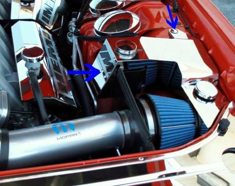 American Car Craft 2008-2012 Challenger - Water Tank/Power Steering Cover, Mopar Slot with Caps, Polished 153019