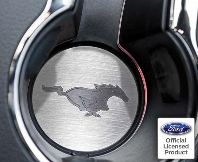 American Car Craft 2015-2020 Mustang - 'Pony' Cup Holder Accent Plates 2Pc, Brushed Stainless Steel 271068