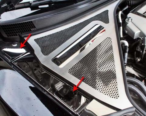 American Car Craft 2010-2013 Nissan GT-R - Inner Side Fender Caps 3Pc, Polished Stainless Steel 163015