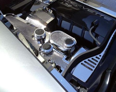 American Car Craft 2005-2013 C6/GS Corvette - Water Tank Cover Perforated Stainless with caps, Automatic only 043099