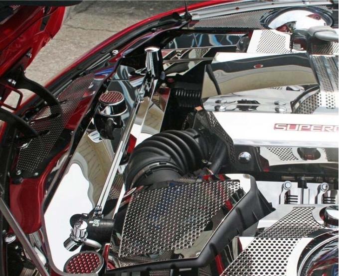 American Car Craft 2010-2015 Camaro RS/SS/ZL1 - Reverse Hood Header Plate, Full Size, Perforated Stainless Steel 103063