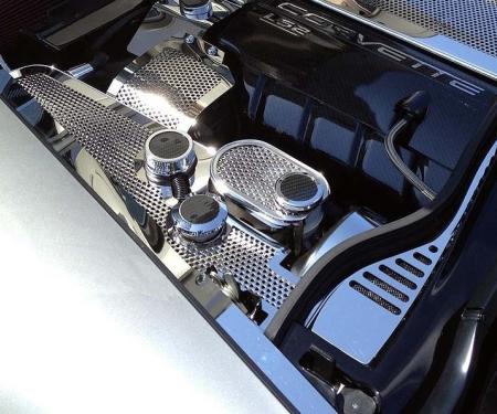 American Car Craft 2005-2013 C6/GS Corvette - Water Tank Cover Perforated Stainless with caps, Automatic only 043099