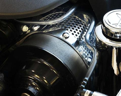 American Car Craft 2009-2012 Corvette ZR1 only - Power Steering Cover Perforated, Polished Stainless Steel 043069