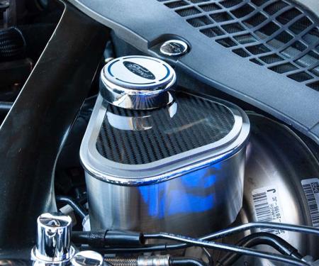 American Car Craft 2015-2023 Mustang Master Cylinder Cover Brushed with Carbon Fiber Top Plate with Brushed Trim 273101