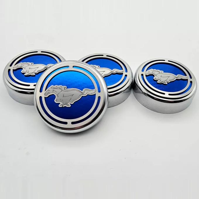 American Car Craft 2015-2025 Mustang - Fluid Cap Cover Automatic transmissions only, Pony logo 4Pc Set, Choose Inlay Color 273121