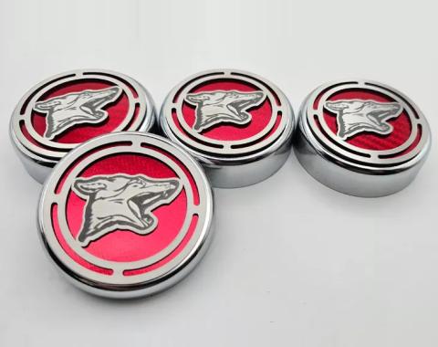 American Car Craft 2015-2025 Mustang - Fluid Cap Cover Automatic transmissions only, Coyote logo 4Pc Set, Choose Inlay Color 273120