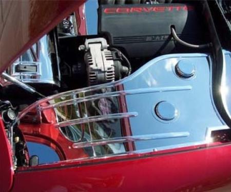 American Car Craft 1997-2004 C5/Z06 Corvette - Inner Fender Covers with Chrome Cap Covers, Polished 033019
