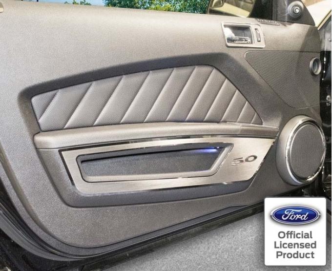 American Car Craft 2010-2014 Mustang V6/GT - Door Guards Brushed with Polished Trim 2Pc (Plain with No Lettering) 271036-PLAIN