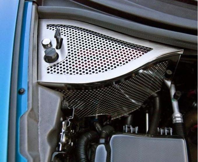American Car Craft 2006-2013 Z06/GS/C6 Corvette - Dry Sump Oil Tank Cover, Stainless Steel (Perforated Stainless Steel) 043094