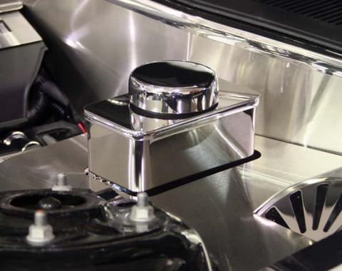 American Car Craft 2010-2014 Mustang GT - Master Cylinder Cover with Chrome Cap, Polished Stainless 273016