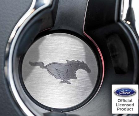 American Car Craft 2015-2020 Mustang - 'Pony' Cup Holder Accent Plates 2Pc, Brushed Stainless Steel 271068