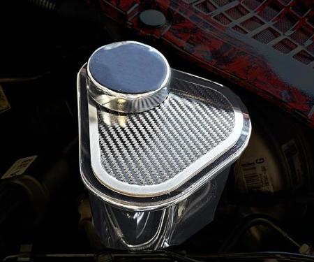American Car Craft 2015-2023 Mustang Master Cylinder Cover Polished with Carbon Fiber Top Plate with Brushed Trim 273102