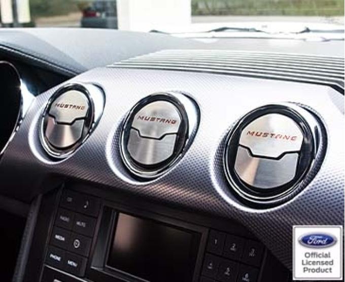 American Car Craft 2015-2017 Mustang - A/C Vent Trim Kit with MUSTANG Inlay 3Pc, Brushed Stainless, Choose Color 271054