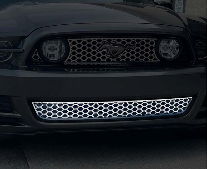 American Car Craft 2010-2014 Mustang Honeycomb Lower Front Grille Overlay, Polished Stainless Steel 272042