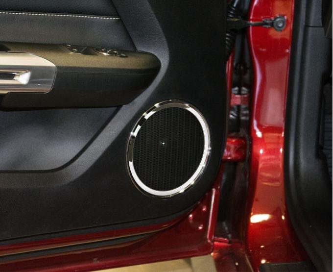 American Car Craft 2015-2020 Mustang - Door Speaker Trim 2Pc, Polished or Brushed Stainless Steel (Polished) 271044