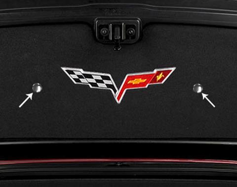 American Car Craft 2005-2013 C6 Corvette Convertible only - Trunk Lid Liner Fastener Cover Kit 2Pc, Chrome 041031