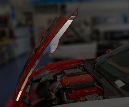 American Car Craft 2014-2019 Corvette C7 Stingray - Hood Side Caps 2Pc, Polished Stainless Steel 053073