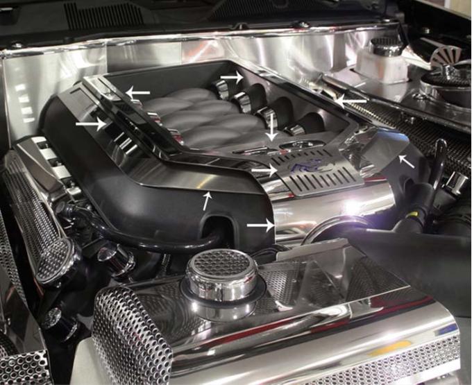 American Car Craft 2010-2014 Mustang GT - Engine Shroud Covers 8Pc, Polished/Brushed Stainless Steel 273027