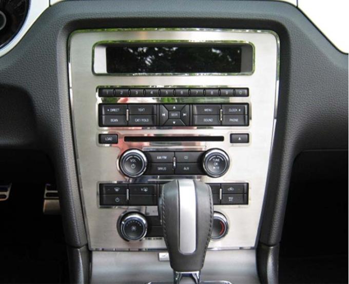 American Car Craft 2010-2014 Mustang - Center Dash Trim Plate, Brushed Stainless Steel with Polished Rings 271021