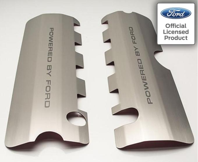American Car Craft 2011-2017 Mustang GT - POWERED BY FORD Etched Fuel Rail Covers, Stainless Steel, Choose Finish 273046