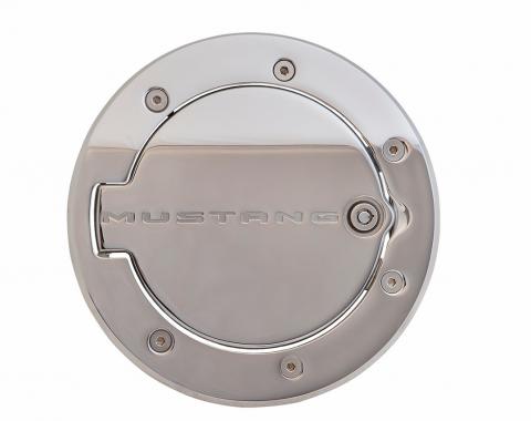 DefenderWorx Ford Mustang Logo Locking Fuel Door For 10-14 Mustang Chrome 900708