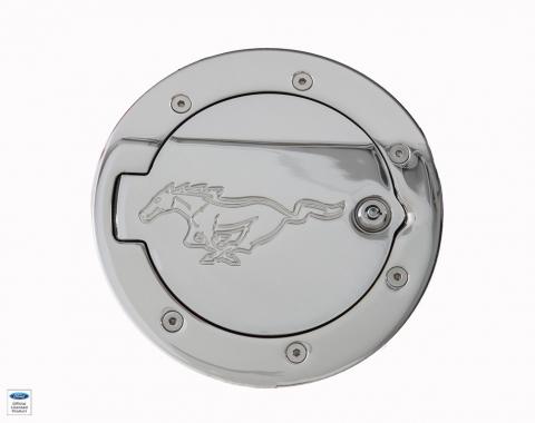 DefenderWorx Ford Mustang Pony Locking Fuel Door For 10-14 Mustang Chrome 900710