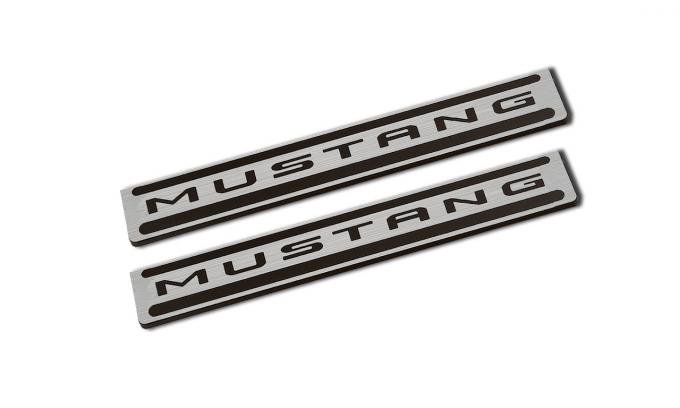 DefenderWorx Mustang Logo Door Sills For 15-Present Mustang Two Tone Brushed 901379