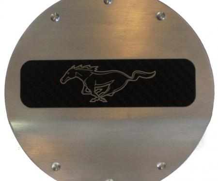 DefenderWorx Ford Mustang Pony Silver Logo Fuel Door For 15-Pres Mustang Brushed 901404