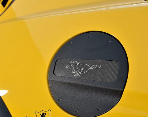 DefenderWorx Ford Mustang Pony Silver Logo Fuel Door For 15-Pres Mustang Black 901428