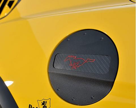 DefenderWorx Ford Mustang Pony Red Logo Fuel Door For 15-Pres Mustang Black 901429