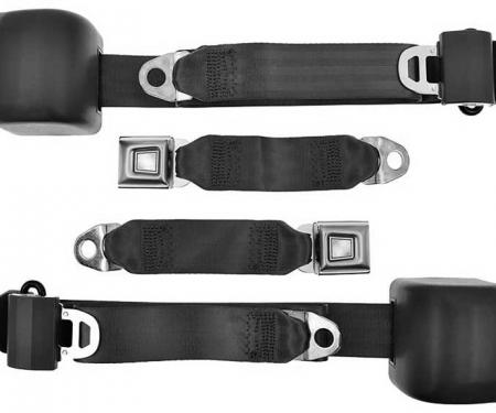 Ford Mustang Three-point Seat Belt System, Black, 1979-1989