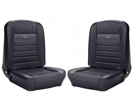 TMI 1965-1966 Mustang Coupe, Deluxe Pony Upholstery, Full Set with Bucket Seats | Black