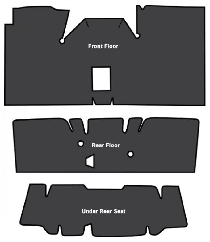 ACC 1969-1970 Mercury Cougar Convertible Sound Deadener Pass Area 3pc EVA