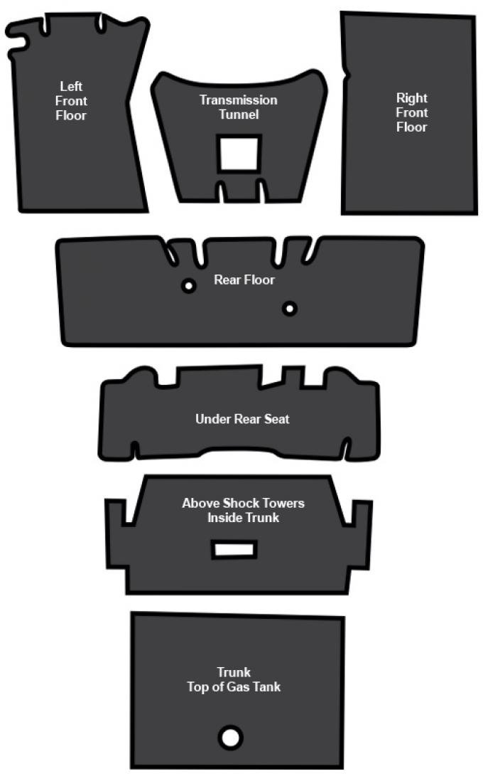 ACC 1965-1973 Ford Mustang Fastback Sound Deadener 7pc EVA