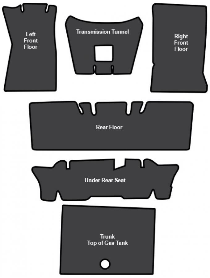 ACC 1965-1973 Ford Mustang Convertible Sound Deadener 6pc EVA