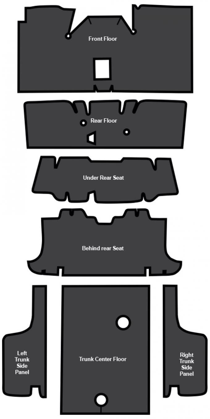 ACC 1971-1973 Mercury Cougar Convertible Sound Deadener 7pc EVA