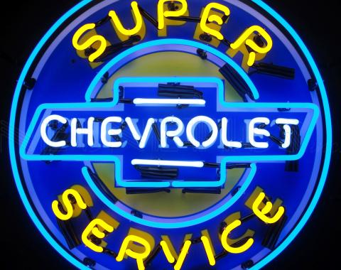 Neonetics Standard Size Neon Signs, Super Chevy Service Neon Sign with Backing