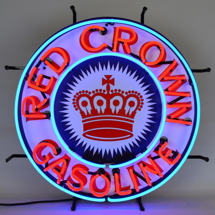 Standard Size Neon Signs, Gas Red Crown Gasoline Neon Sign with Backing