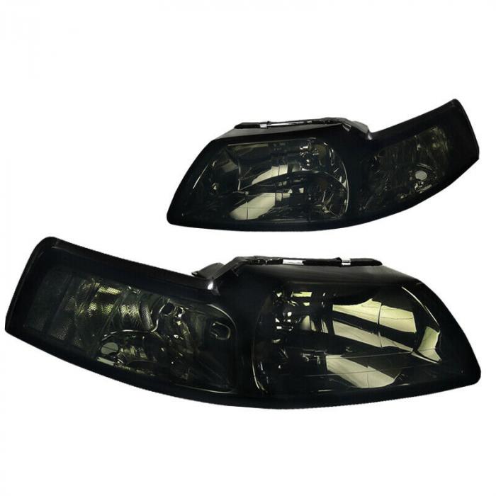 thumbnail image 2 of Pair Halogen Headlights For 1999-2004 Ford Mustang – Clear Lens, Chrome/Black Housing, DOT 2 of 2